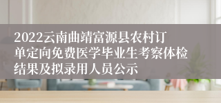 2022云南曲靖富源县农村订单定向免费医学毕业生考察体检结果及拟录用人员公示